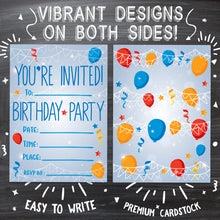 Load image into Gallery viewer, Kids Birthday Party Invitations - Blue
