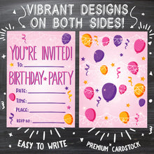 Load image into Gallery viewer, Kids Birthday Party Invitations - Pink

