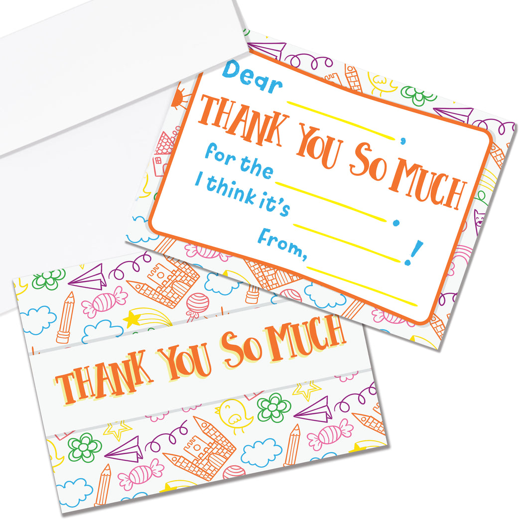 Kids Fill in the Blank Thank You Cards