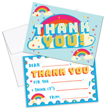 Load image into Gallery viewer, Kids Rainbow and Heart Fill in Thank You Notes
