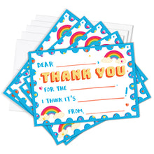 Load image into Gallery viewer, Kids Rainbow and Heart Fill in Thank You Notes
